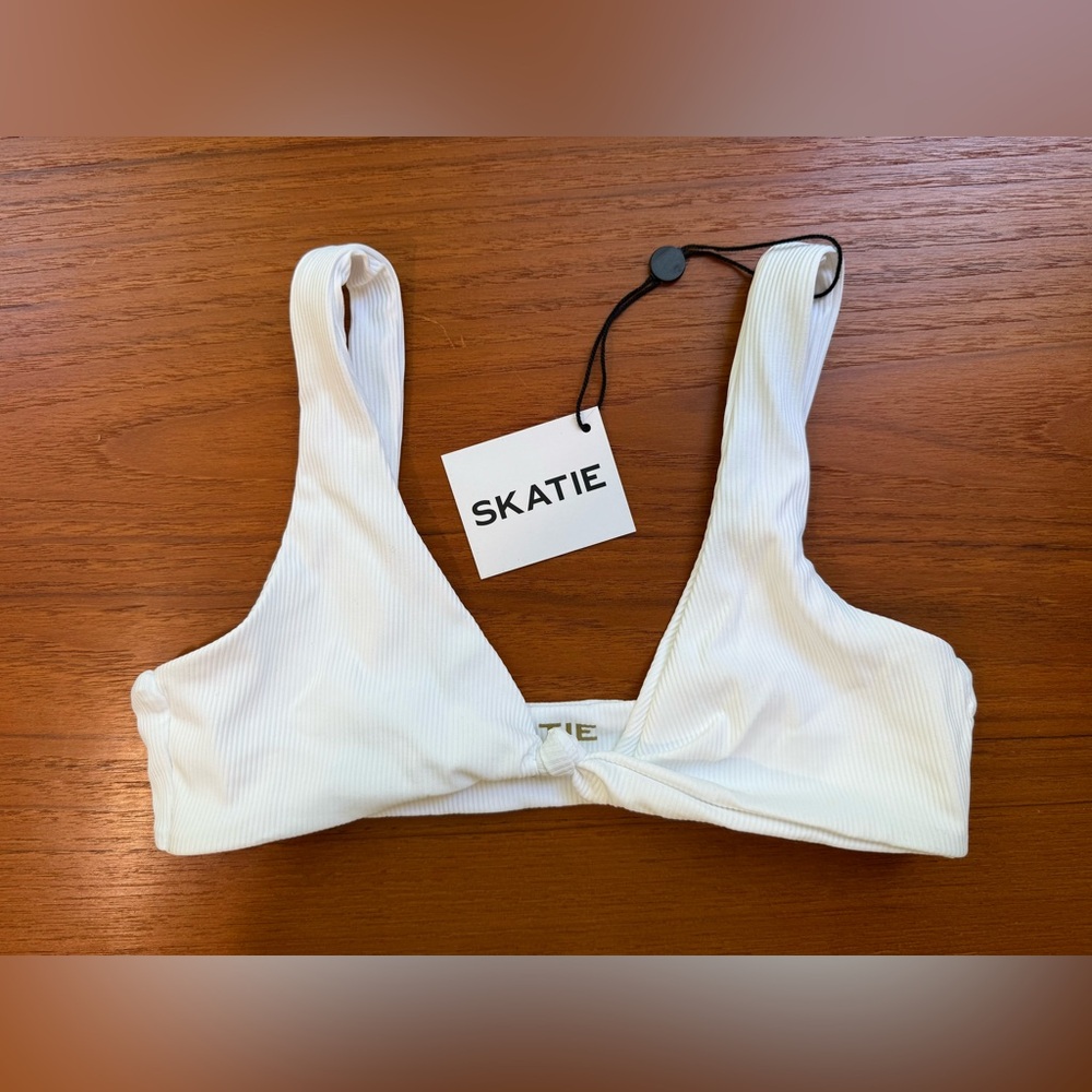 Skatie White Women's swim bikini Top